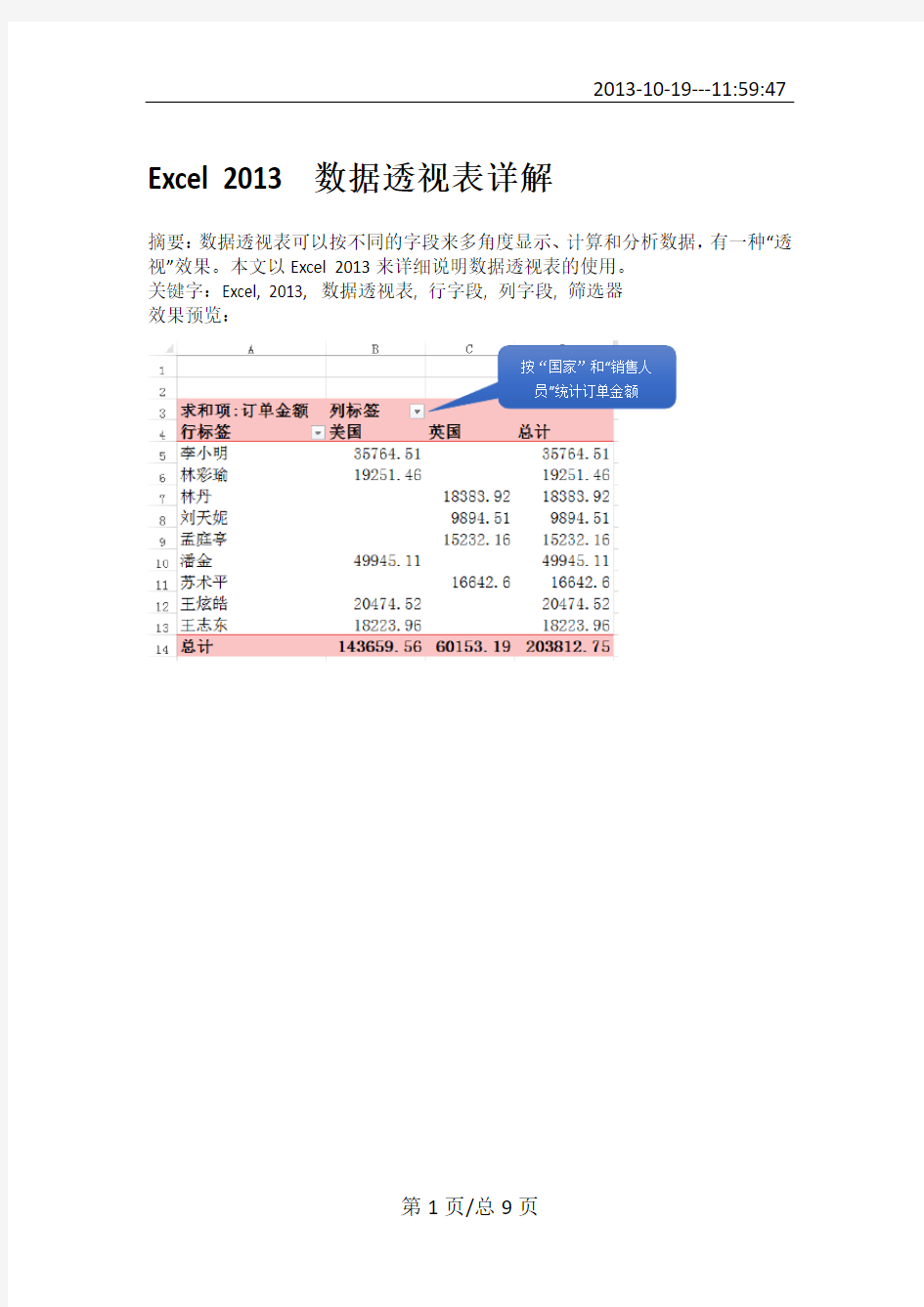 Excel 2013 数据透视表详解PDF