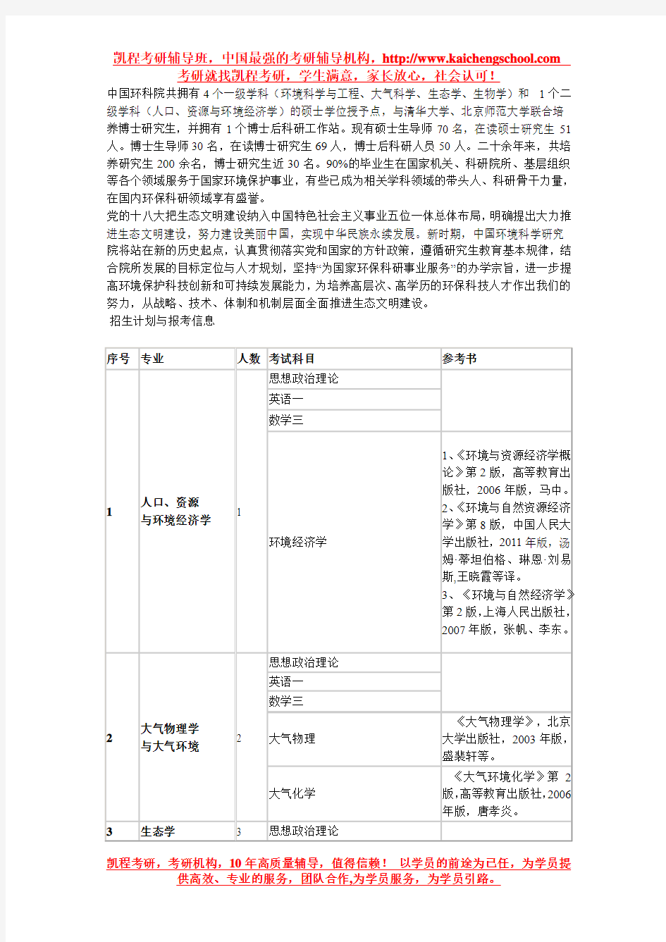 中国环境科学研究院2016年硕士研究生招生简章