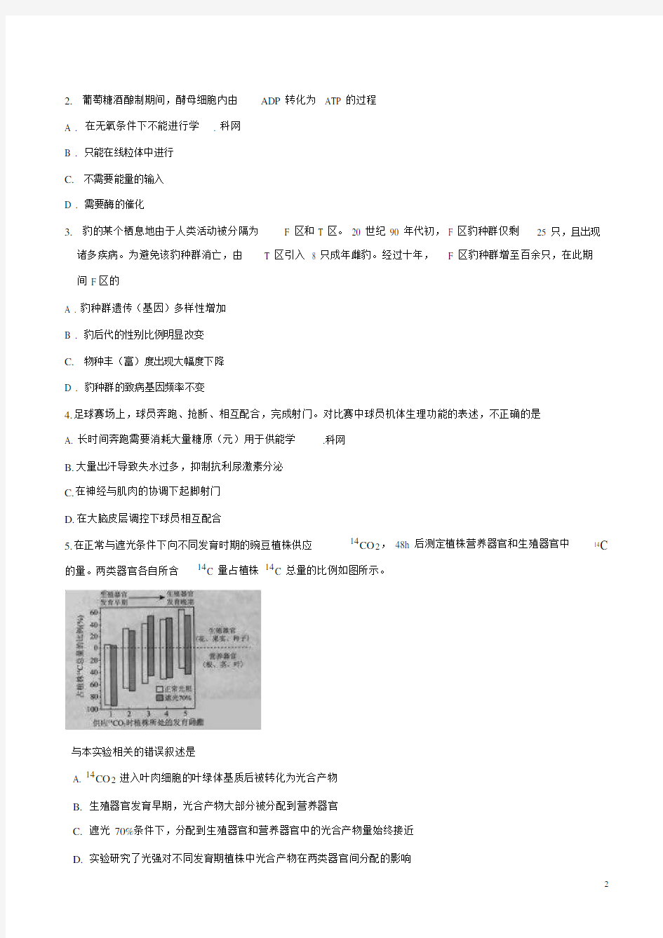2016年北京理综高考试题(含答案)