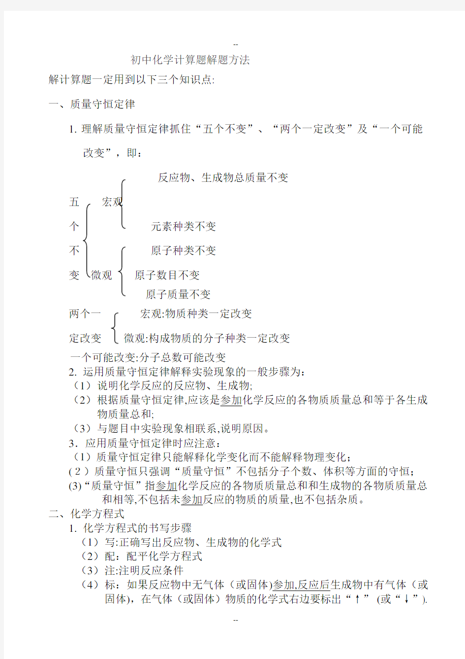 初中化学计算题解题方法-很好的