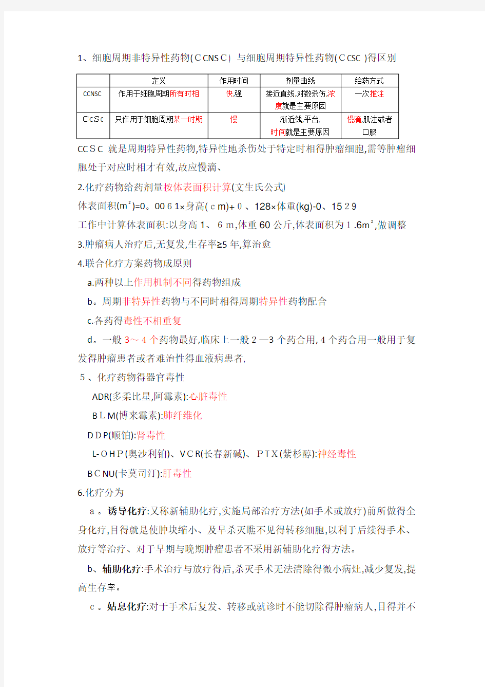 常用化疗药分类