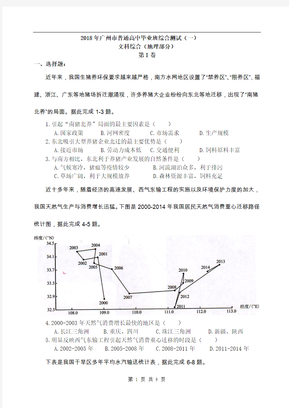 2018广州一模地理