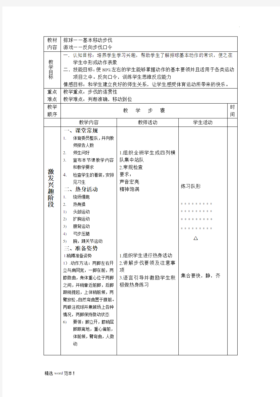 排球教案基本移动步伐