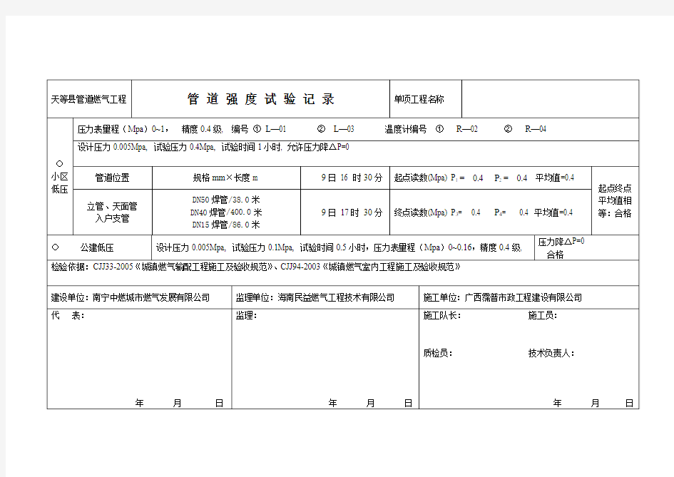 管道强度试验报告模板