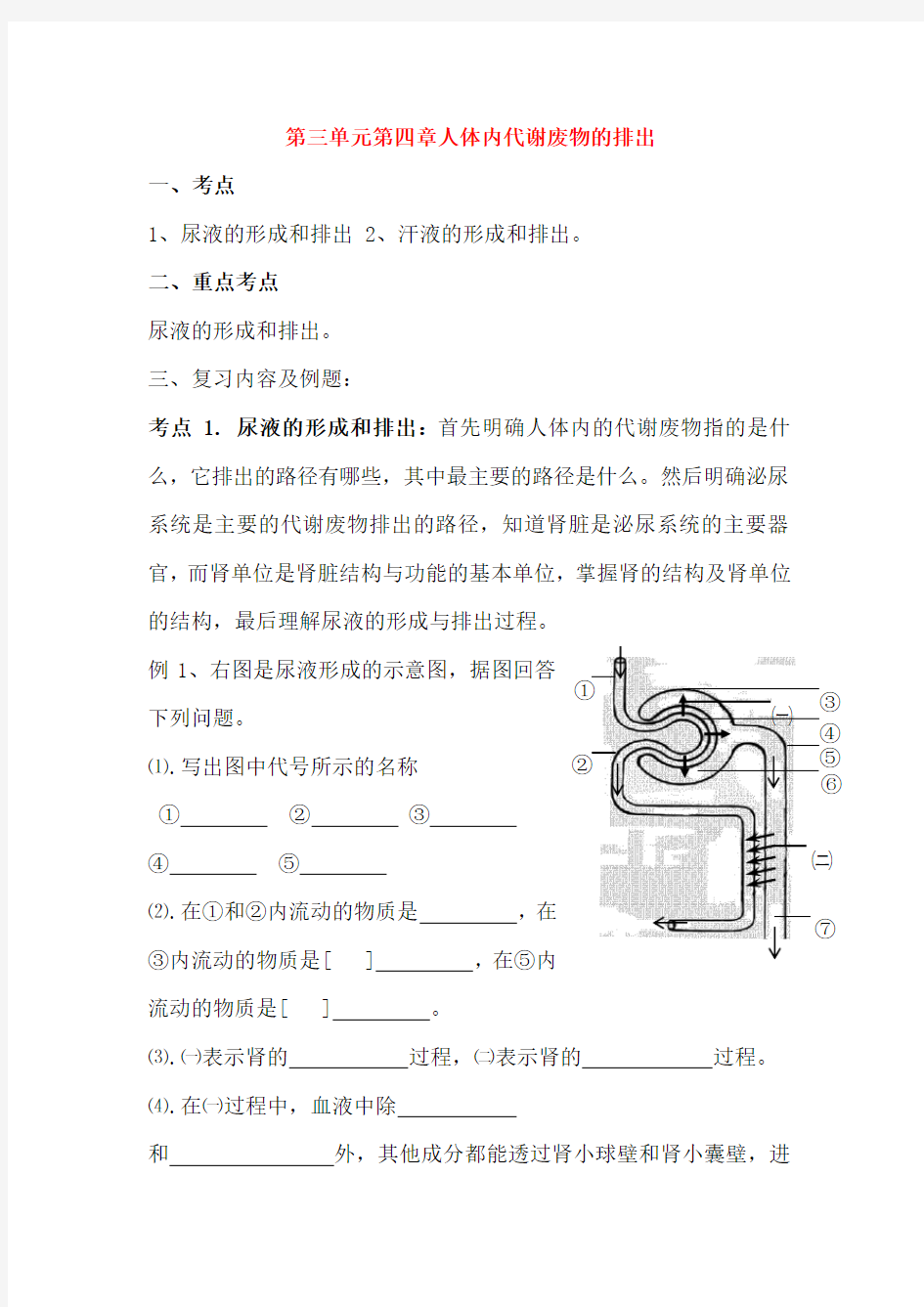 人体内代谢废物的排出教案