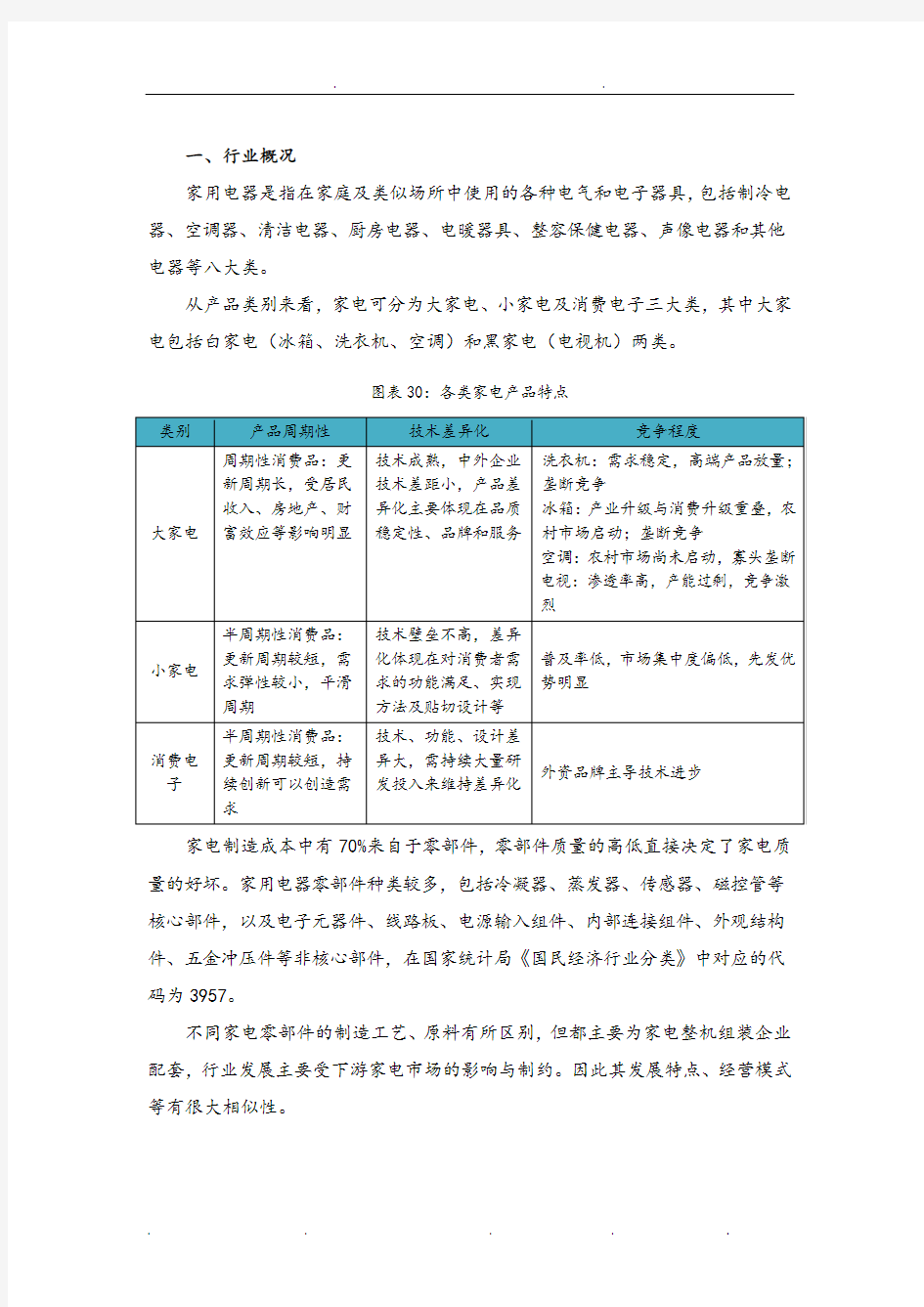 我国家电和零部件行业分析报告