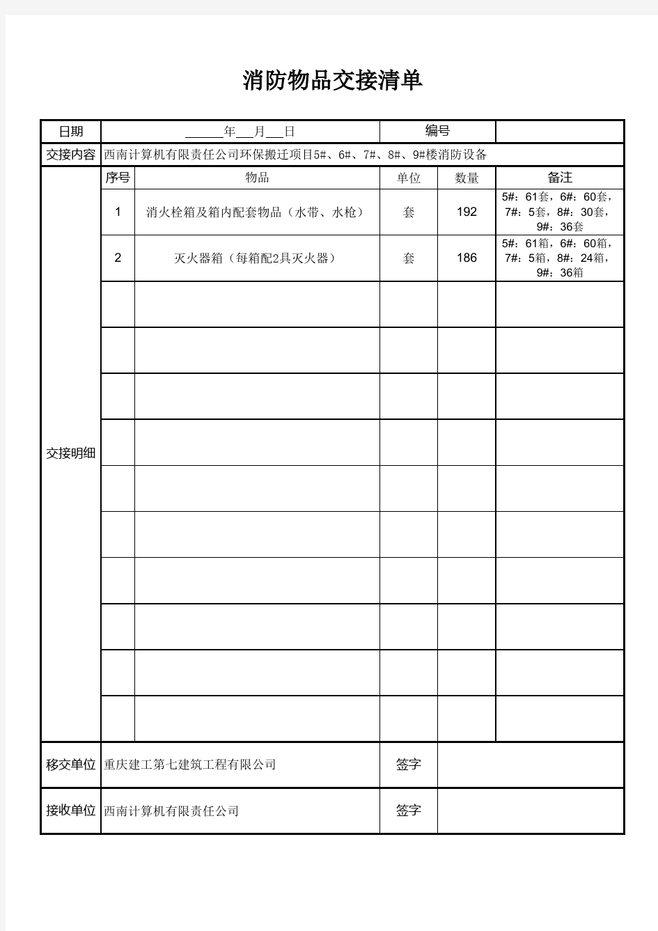 物品交接清单格式--