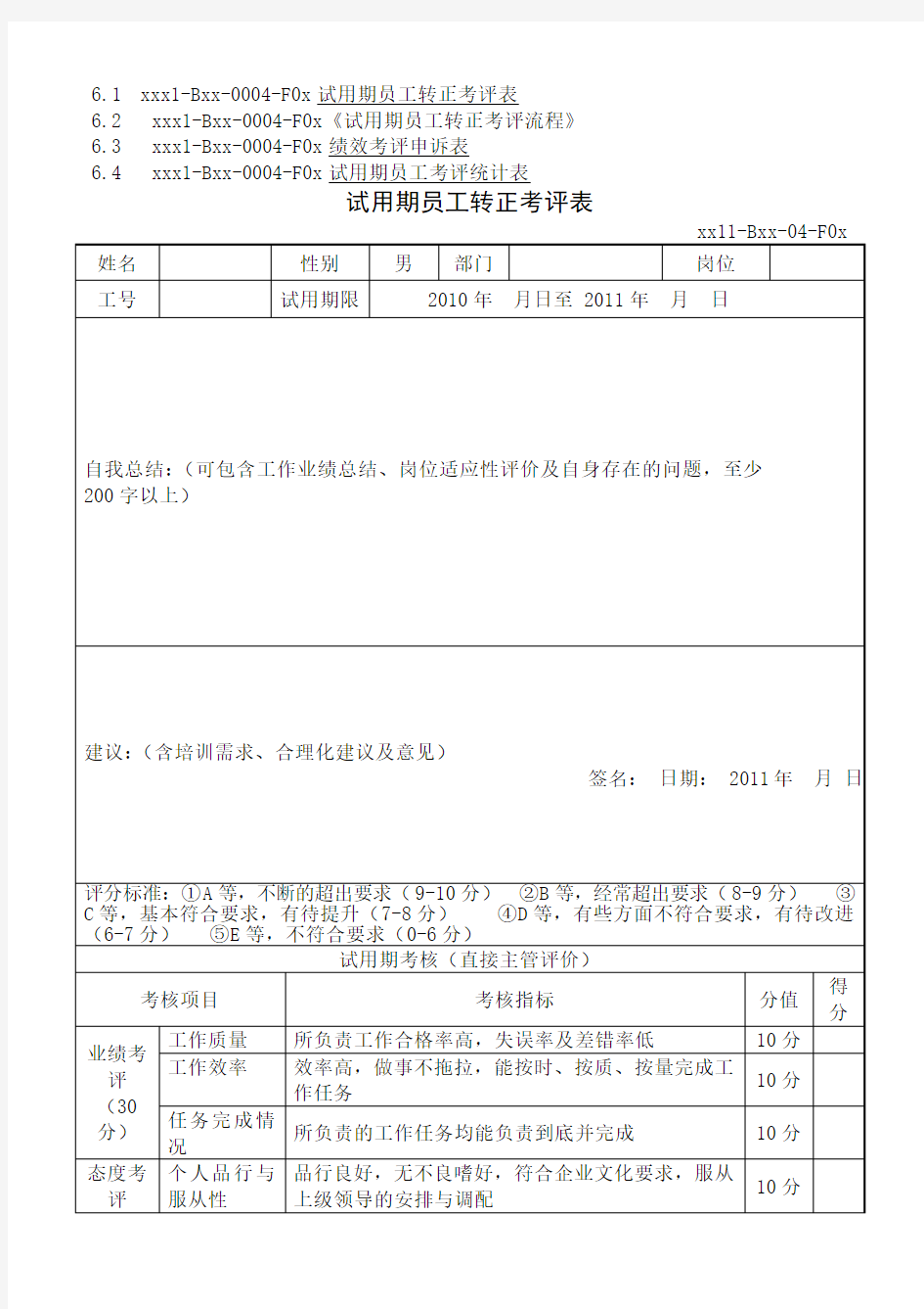 试用期员工绩效管理办法