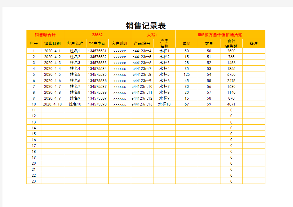 销售报表-明细表