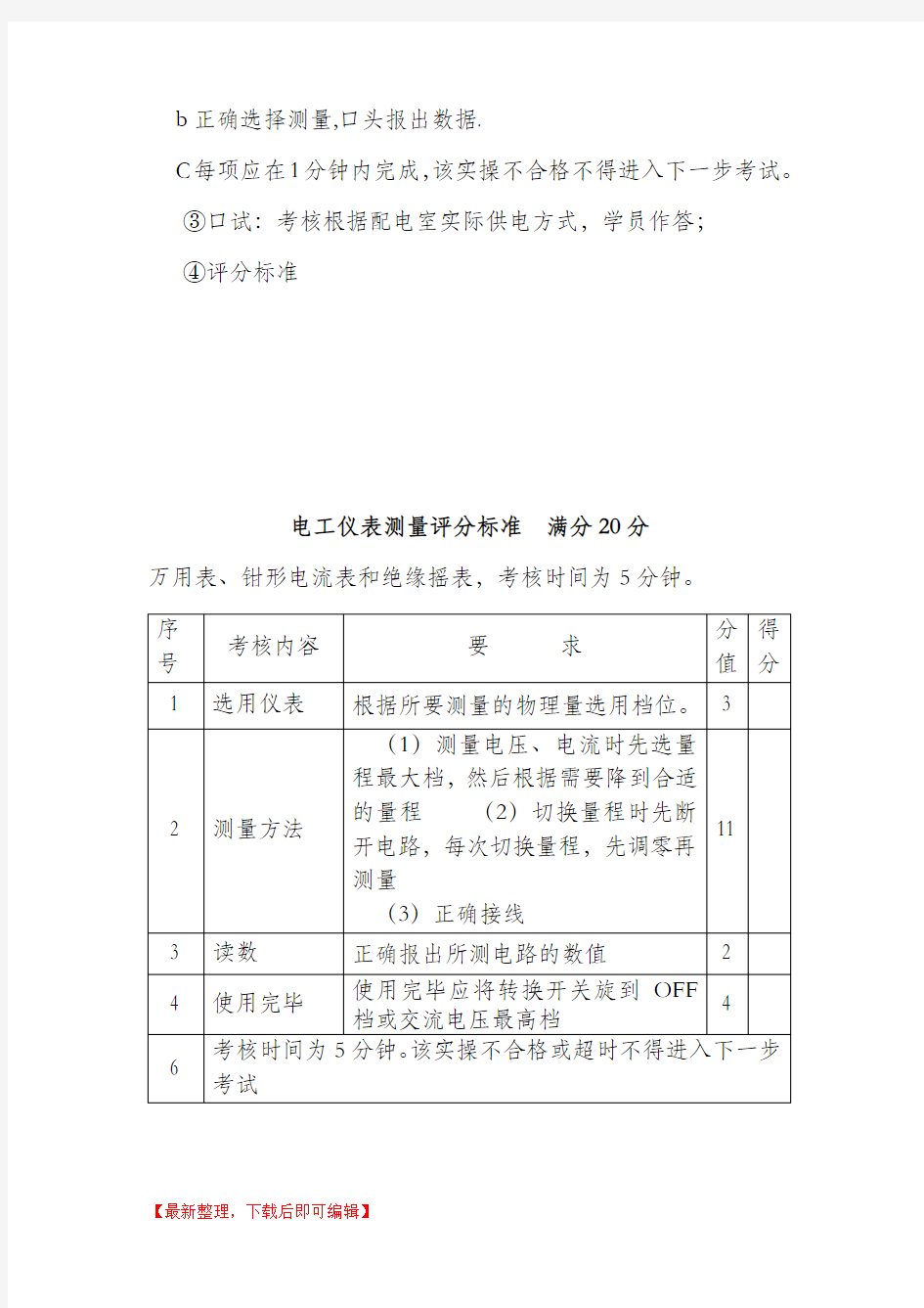 电工实操考核标准(完整资料).doc