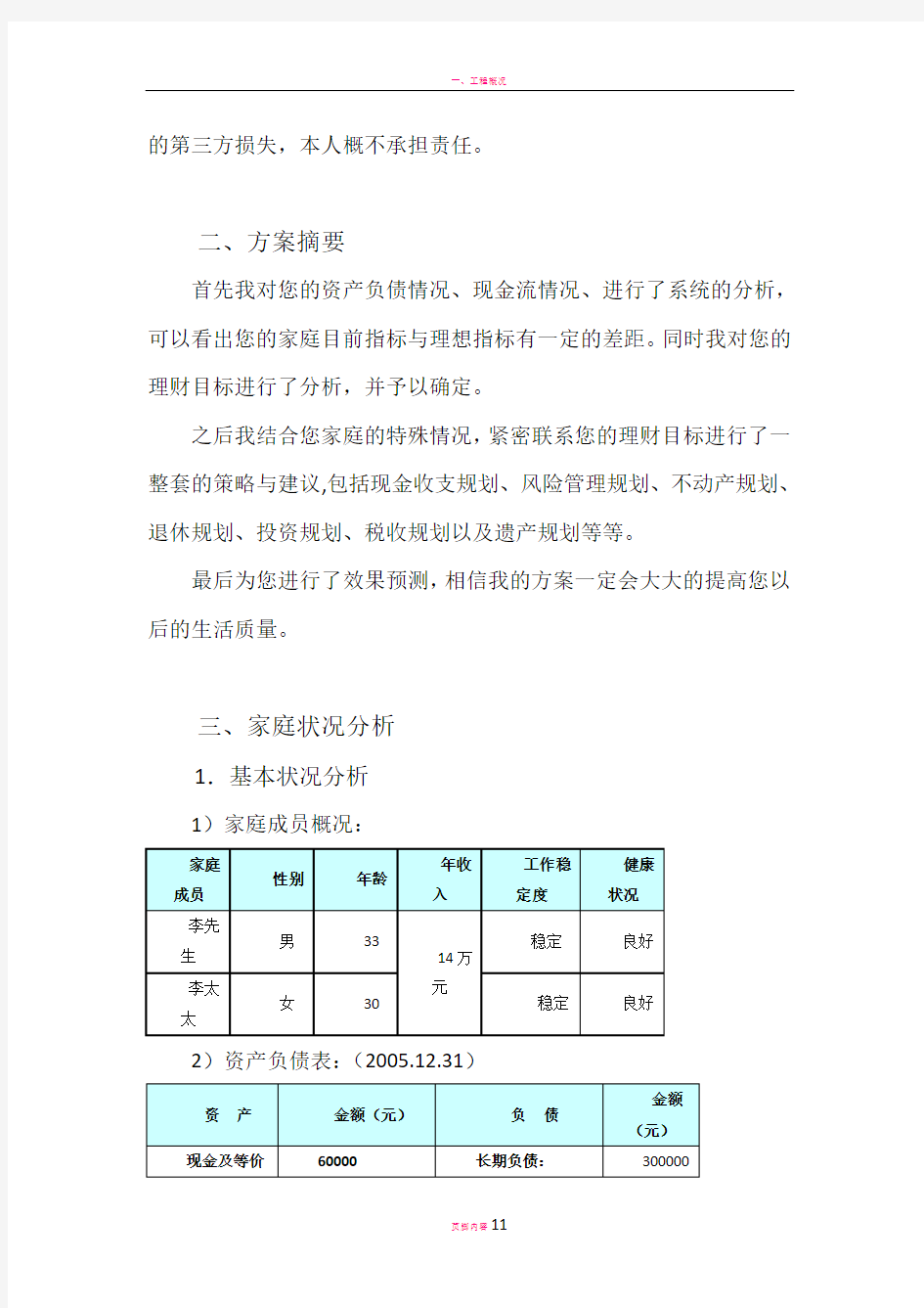 模板个人理财规划方案