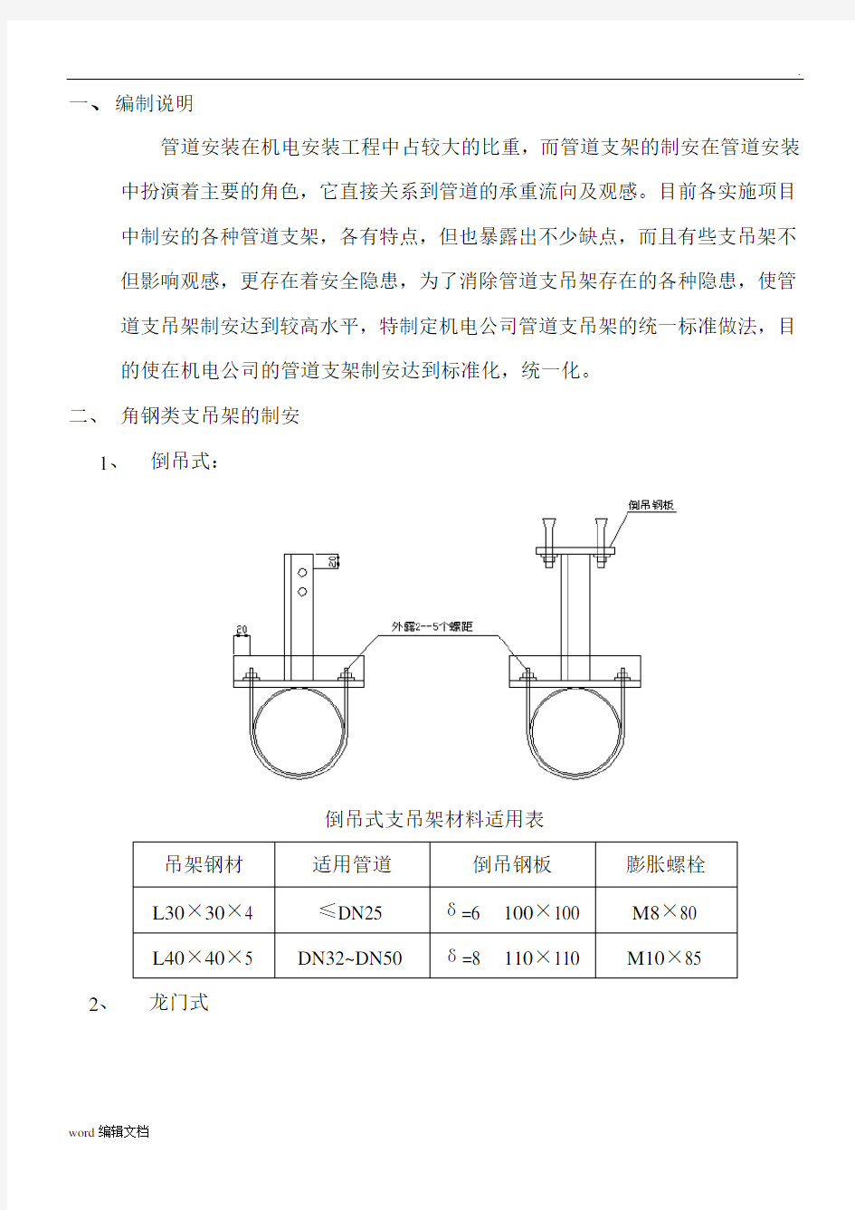 管道支架制作安装标准规范完整