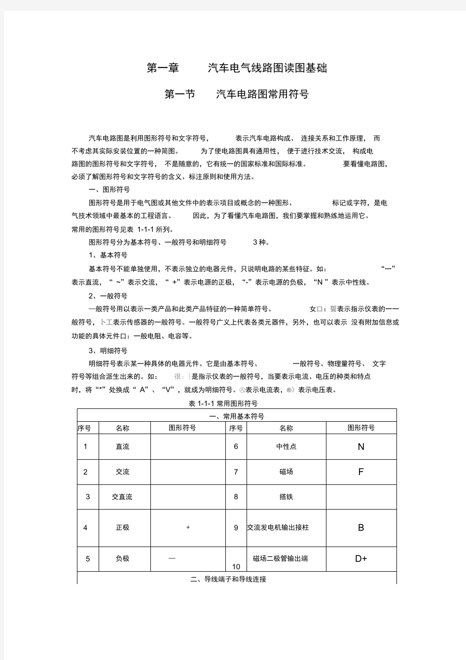 汽车电路图常用符号