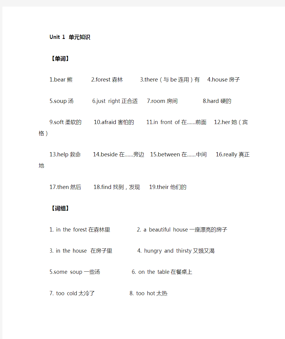 五年级上册英语各单元知识点