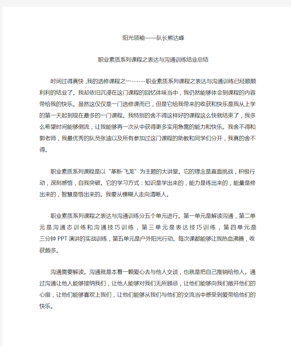 表达与沟通技巧训练总结