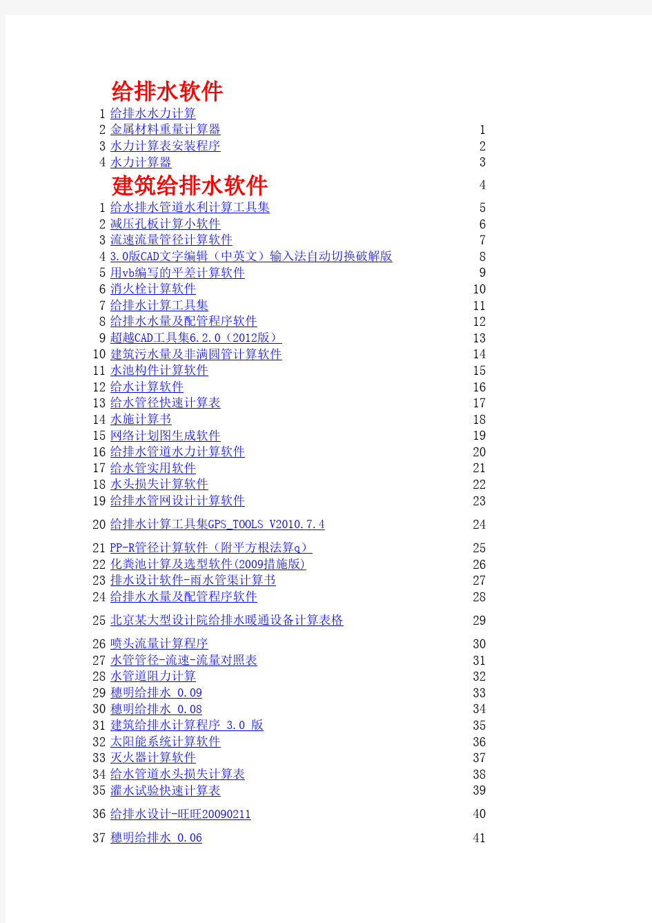 【收集】给排水软件大全(建筑给排水、水处理、市政管道)700多个软件