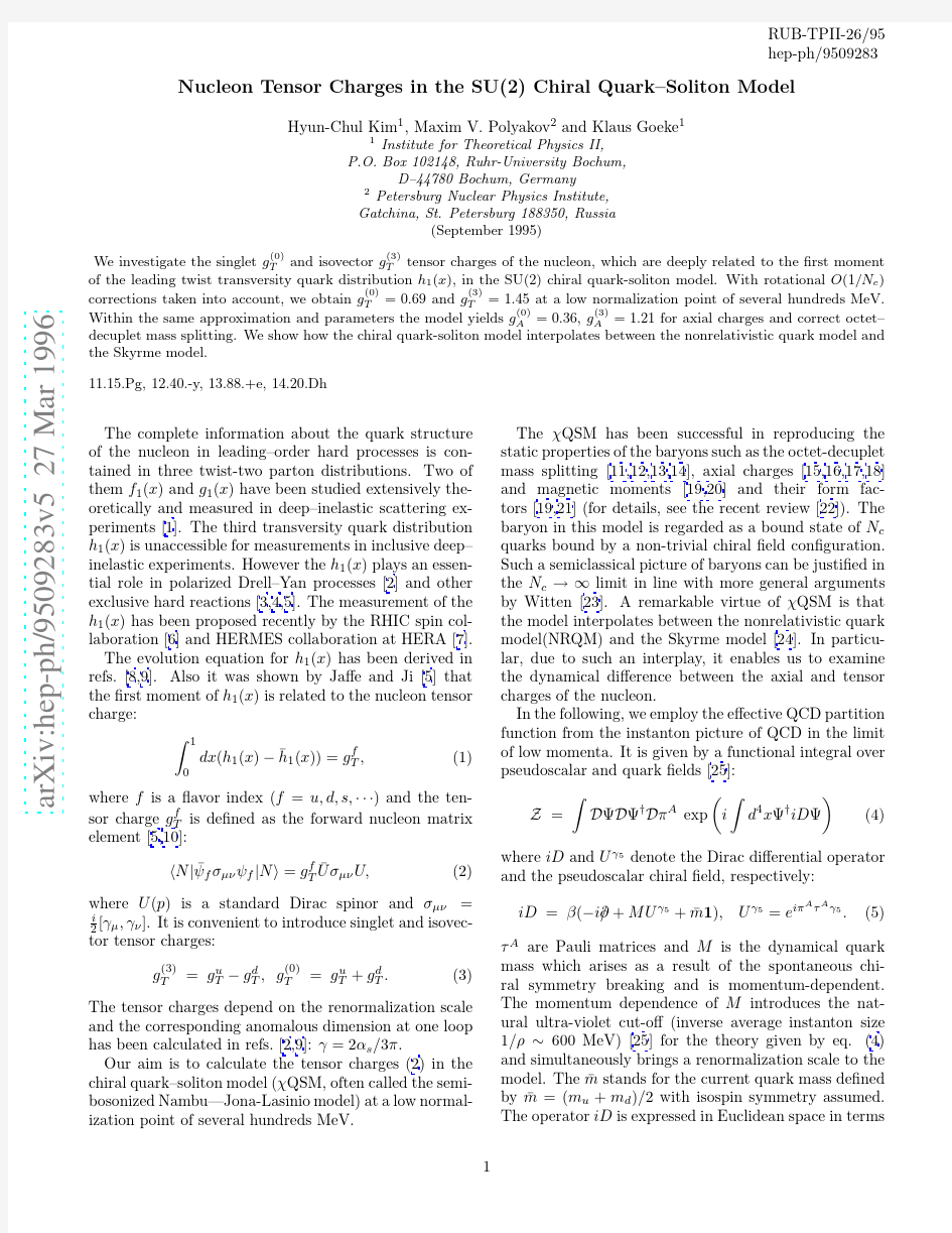 Nucleon Tensor Charges in the SU(2) Chiral Quark--Soliton Model