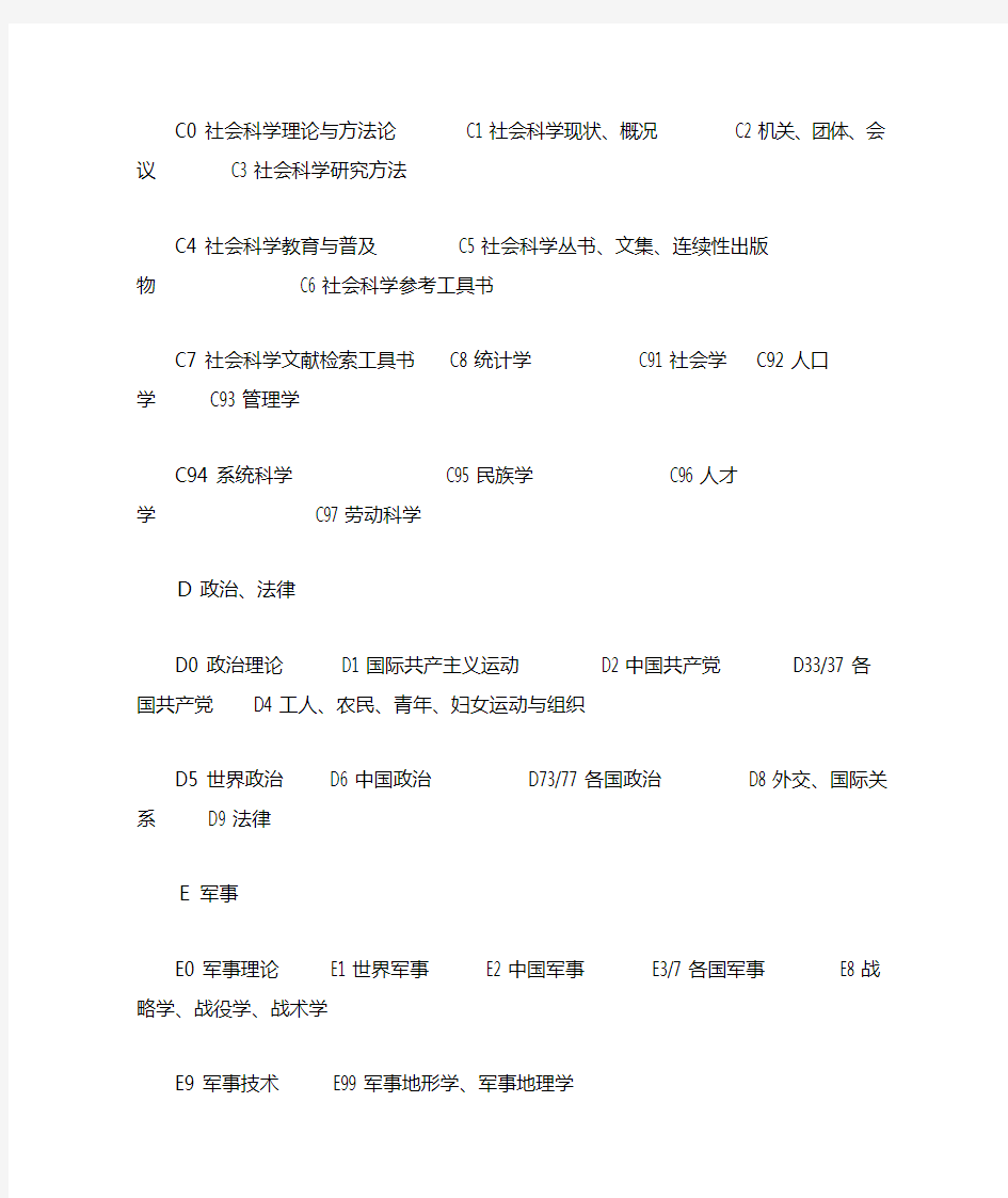 《中国图书资料分类法》的分类号表