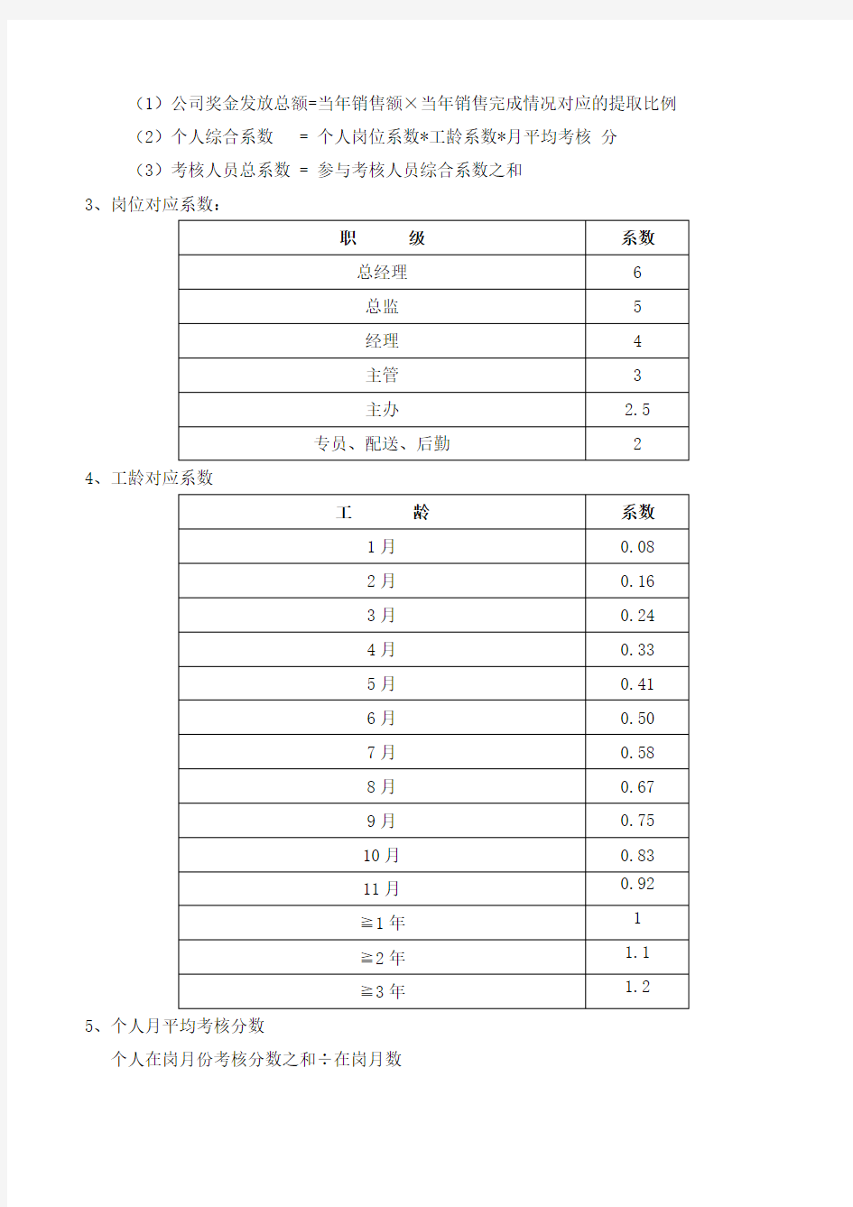 公司年终奖分配方案