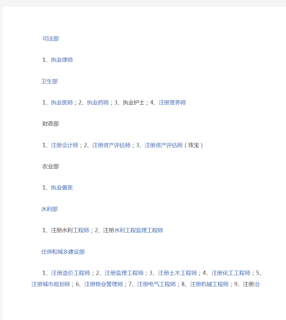 国家各部门主管注册证书