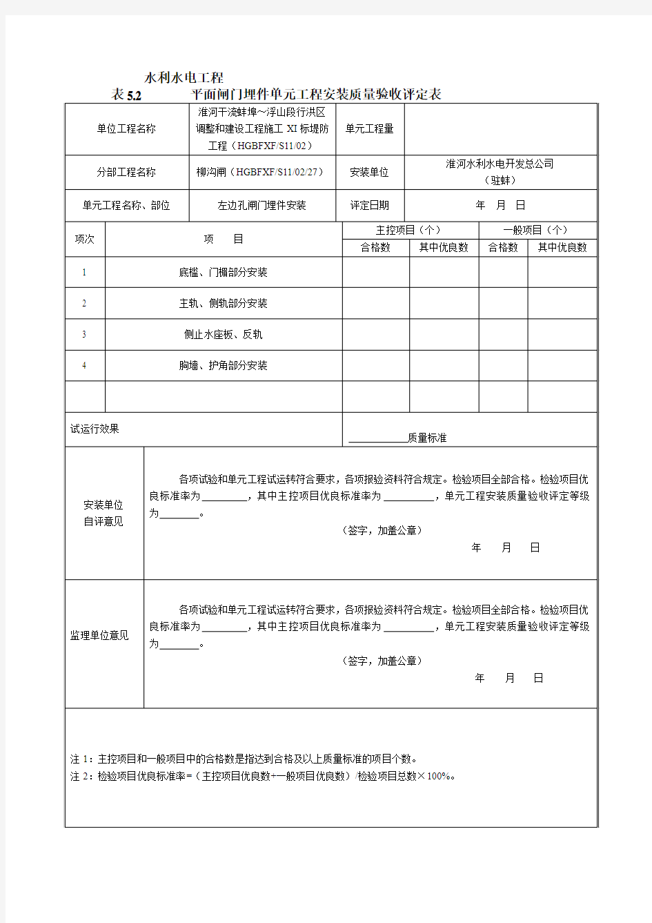 闸门埋件安装