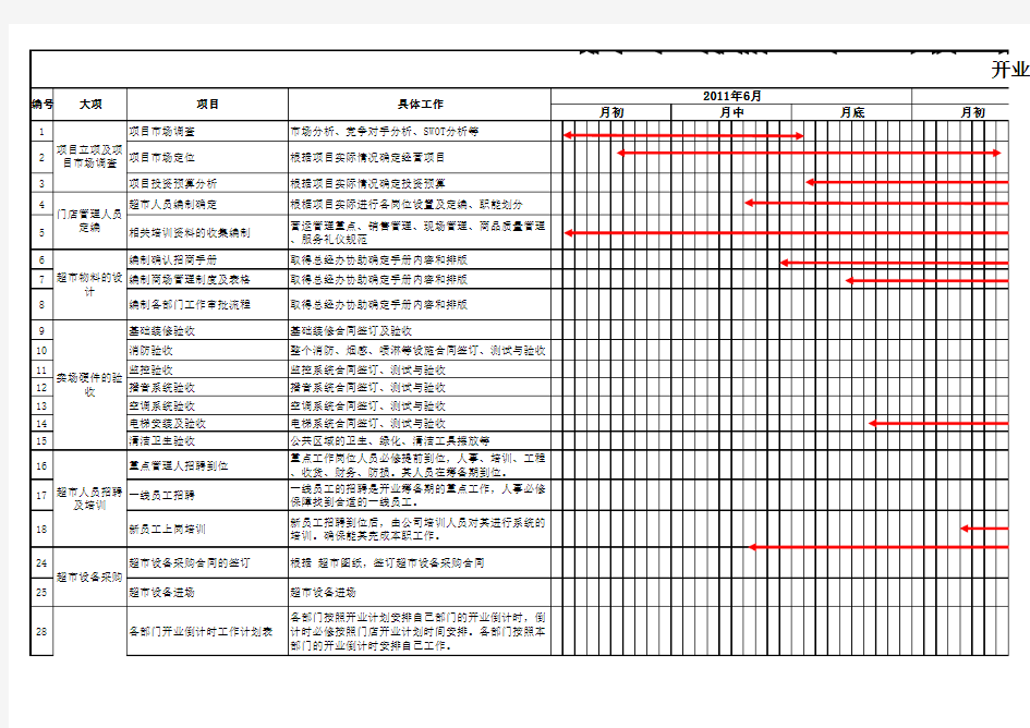 开业项目及时间进度表