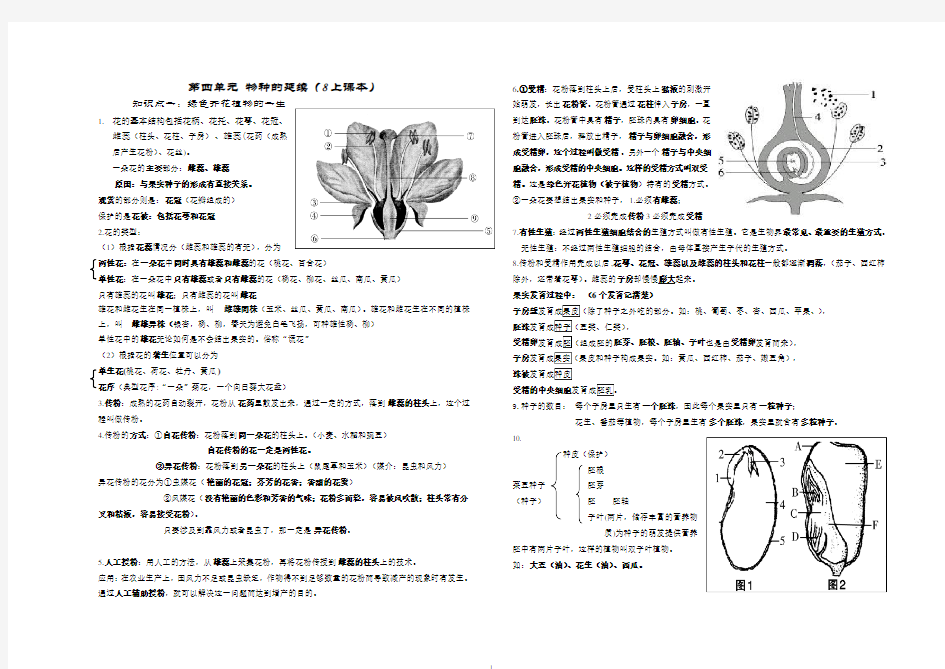 济南版8年级生物上册知识点