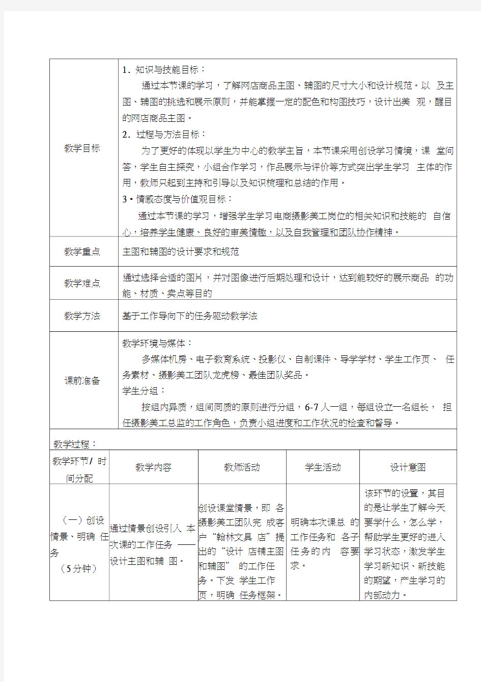 商品拍摄与处理教学设计