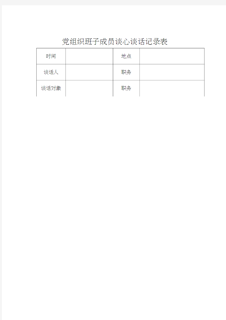 党组织班子成员谈心谈话记录表