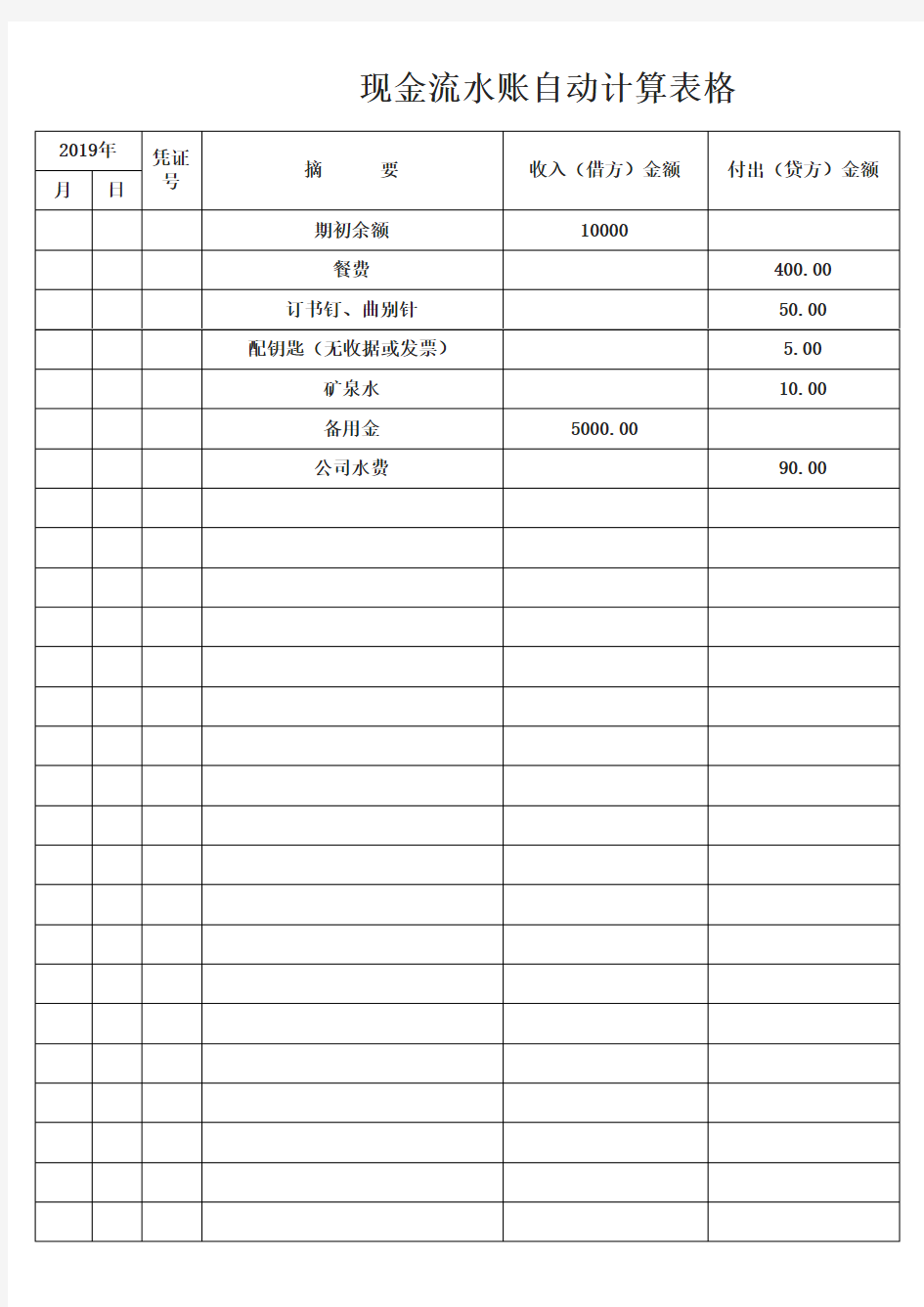 常用Excel模板现金流水账自动计算-3(2)