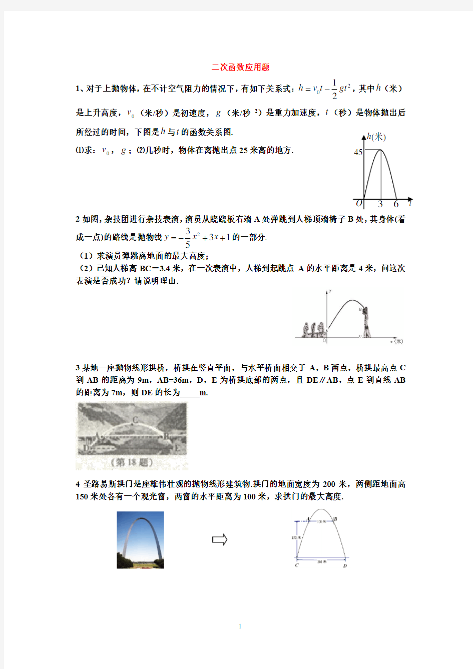 二次函数应用题总结