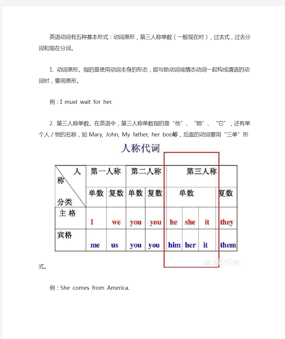 英语动词有五种基本形式和八大时态