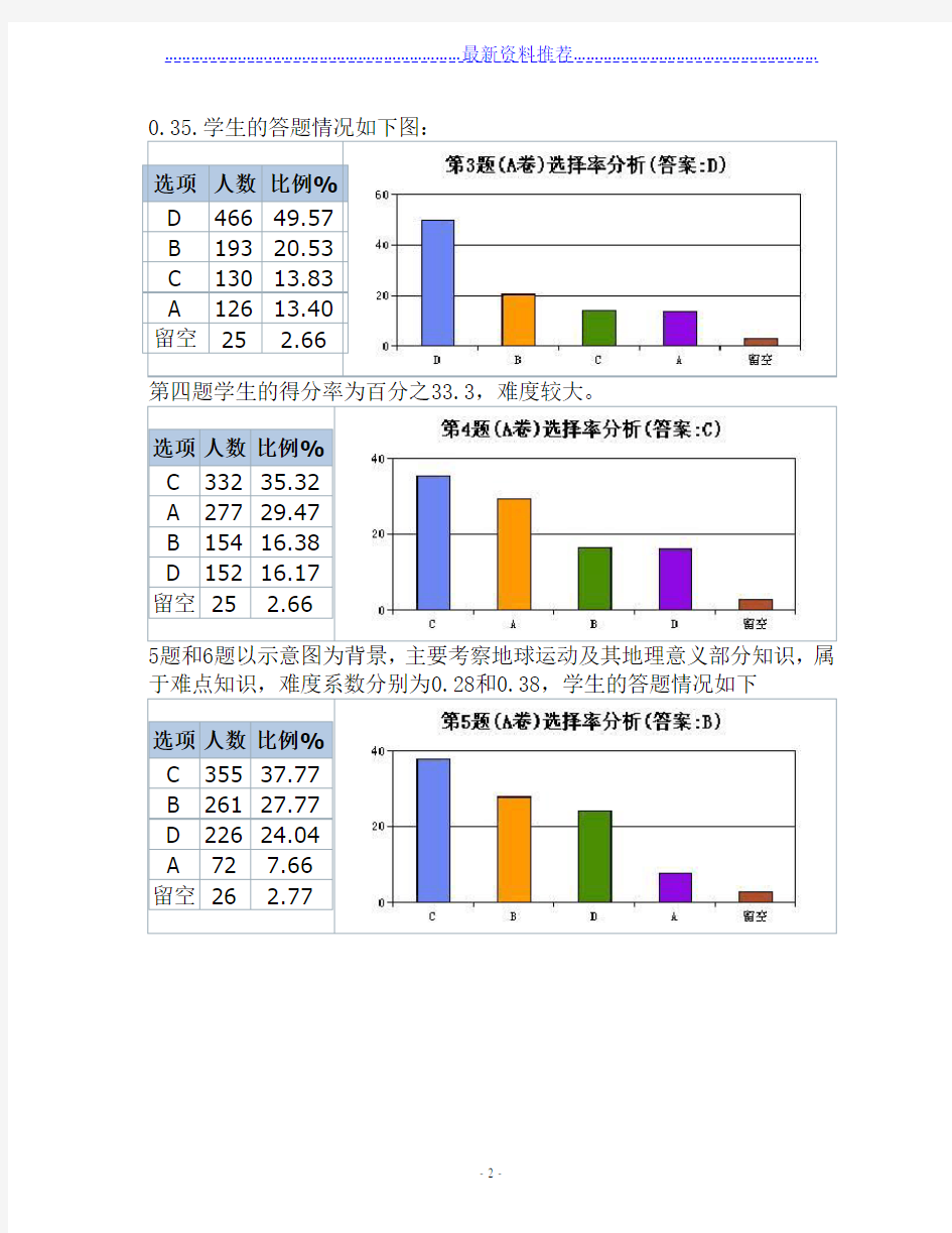 高三一模地理质量分析