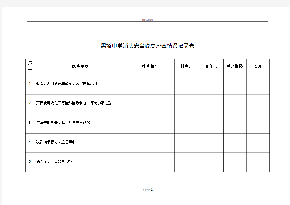 消防安全隐患排查情况记录表