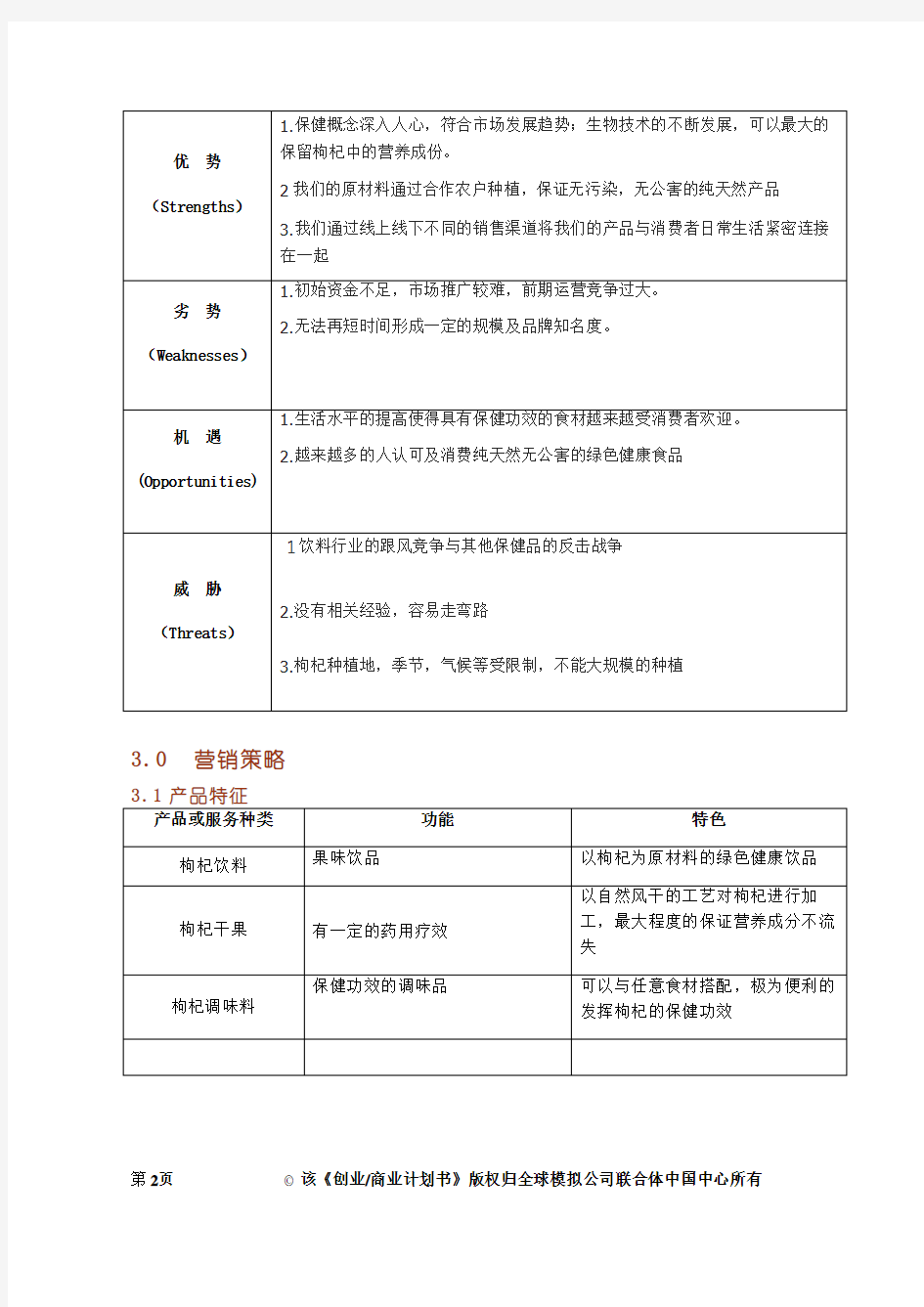 模拟公司运营计划书