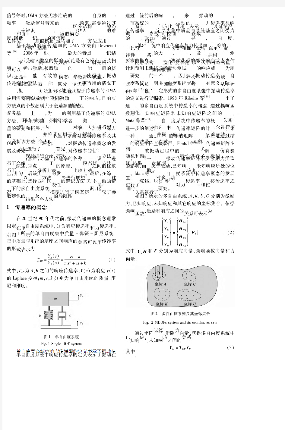 振动响应传递率及其工作模态分析方法综述