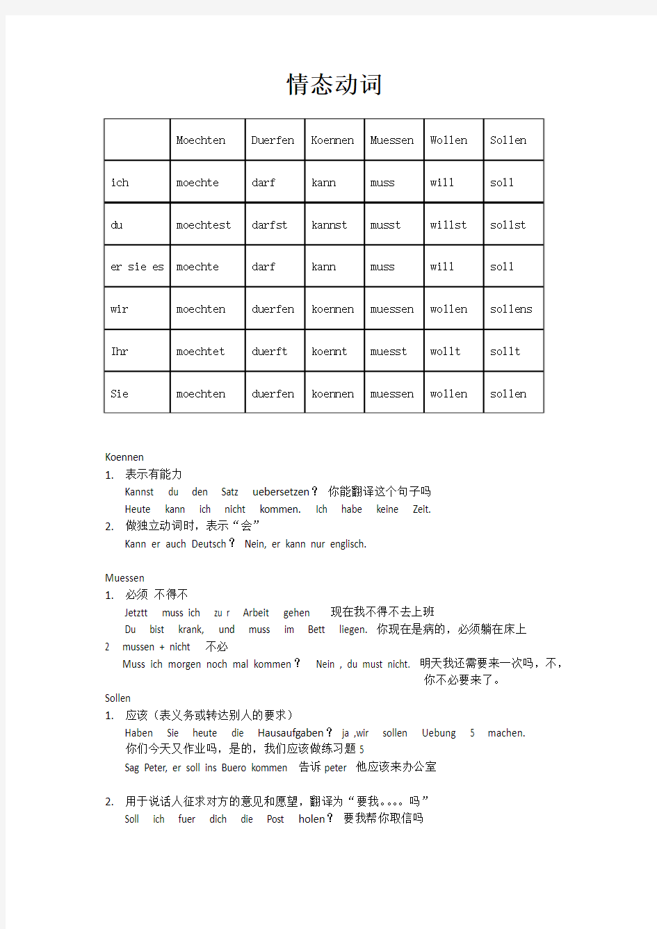 德语情态动词的用法