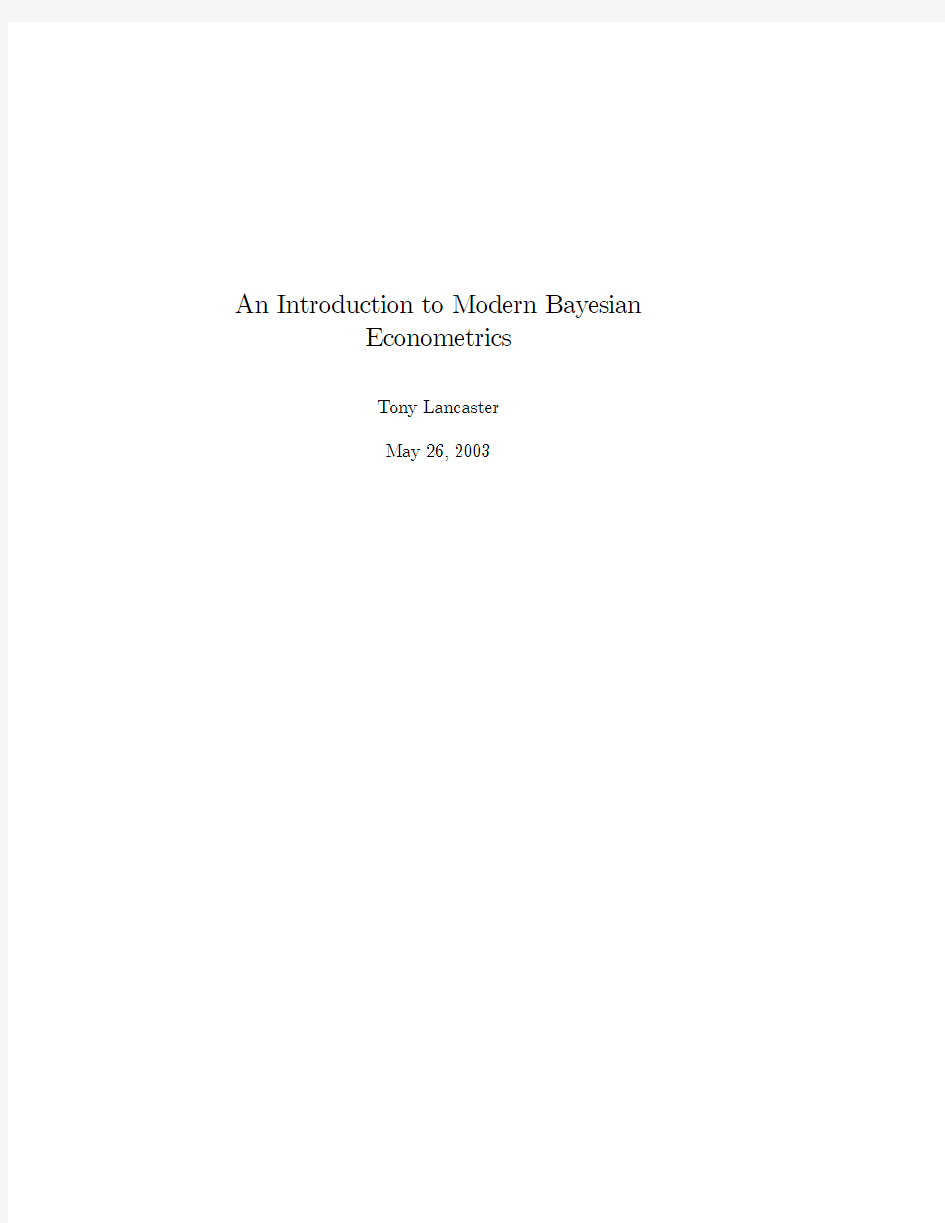 An Introduction to Modern Bayesian