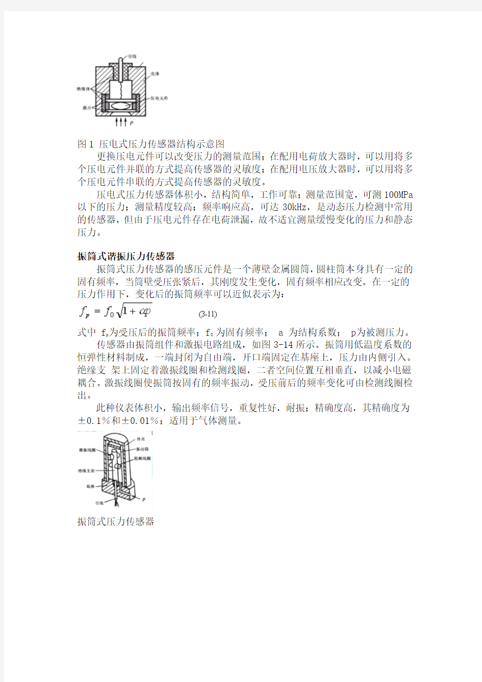 常用压力传感器原理分析