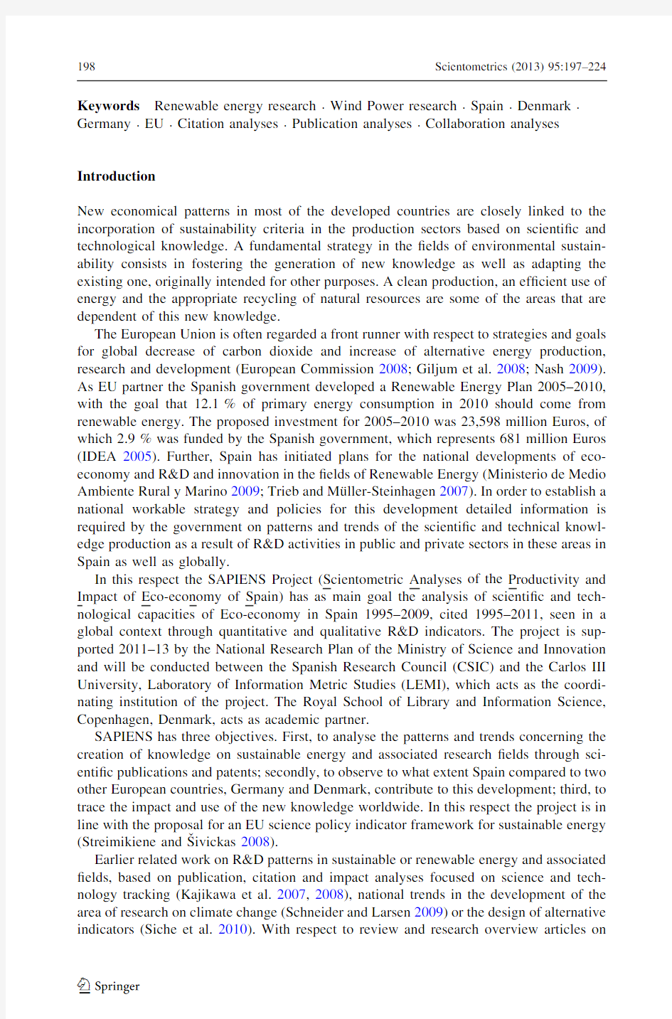 Renewable energy research_ a case study of wind power research in EU, Spain, Germany and Denmark