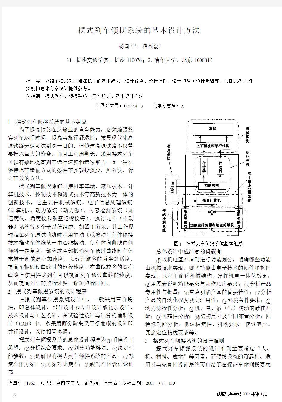 摆式列车倾摆系统的基本设计方法