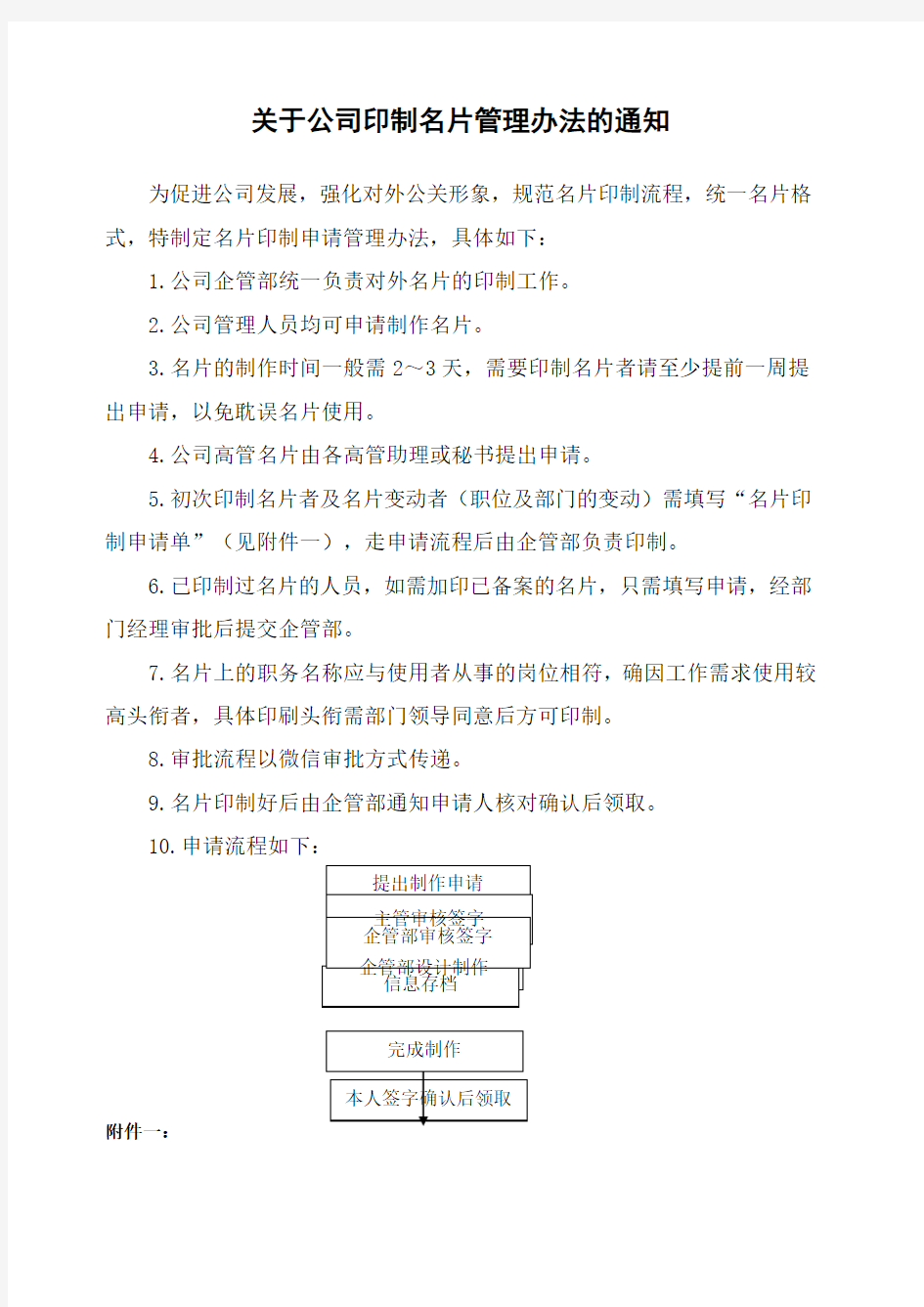 关于公司印制名片流程的通知