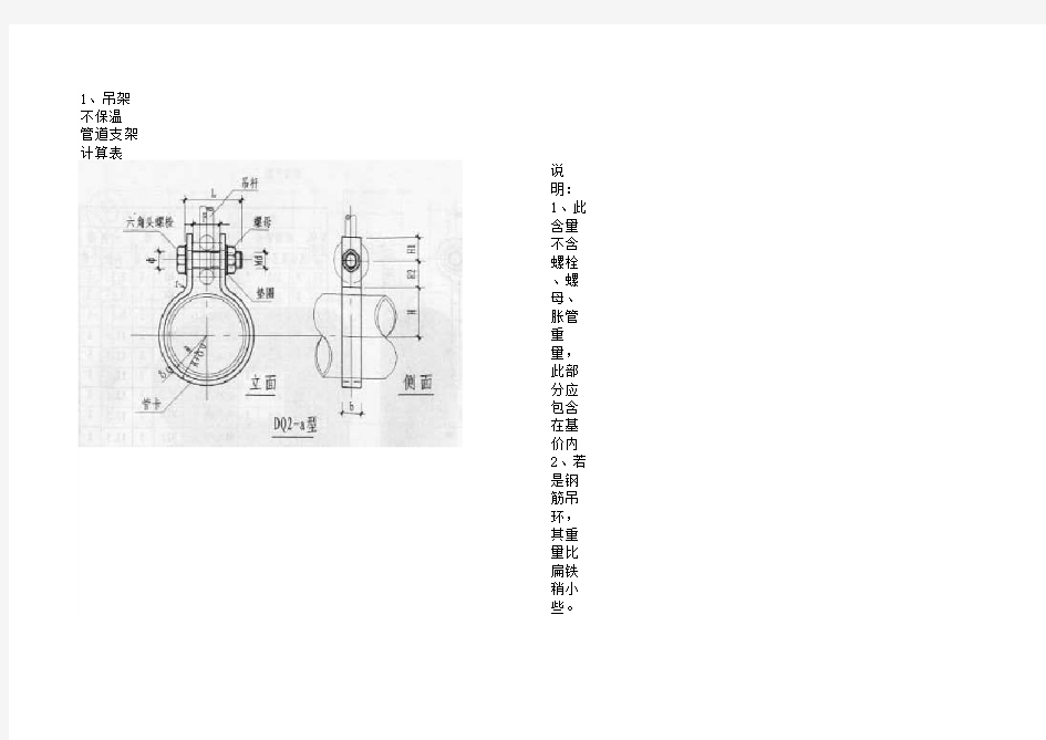 安装工程预算管道支架重量计算表