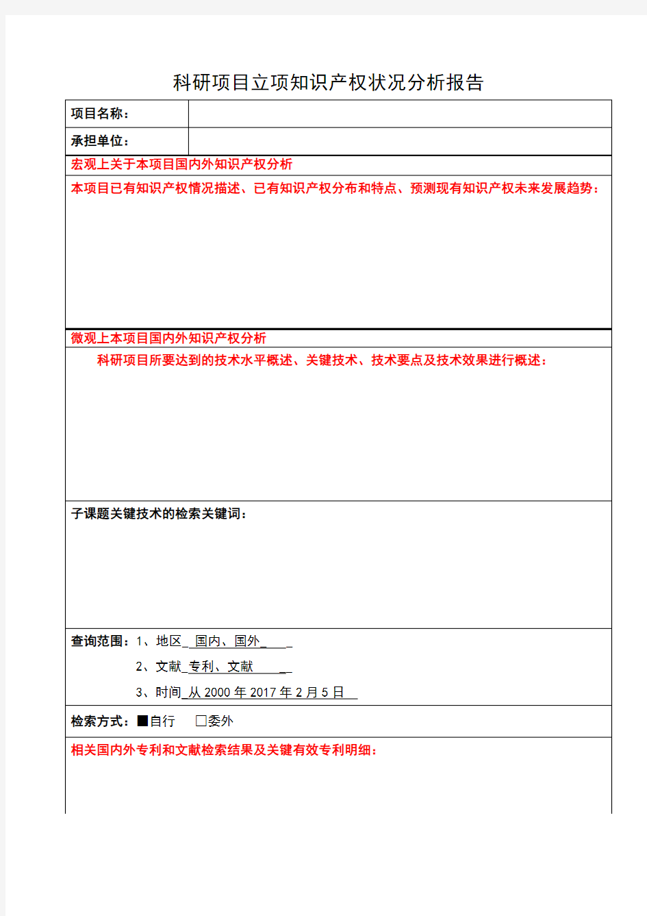 知识产权分析报告模板