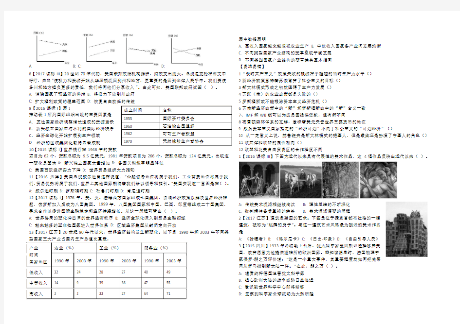 高中历史之世界现代史高考题专练