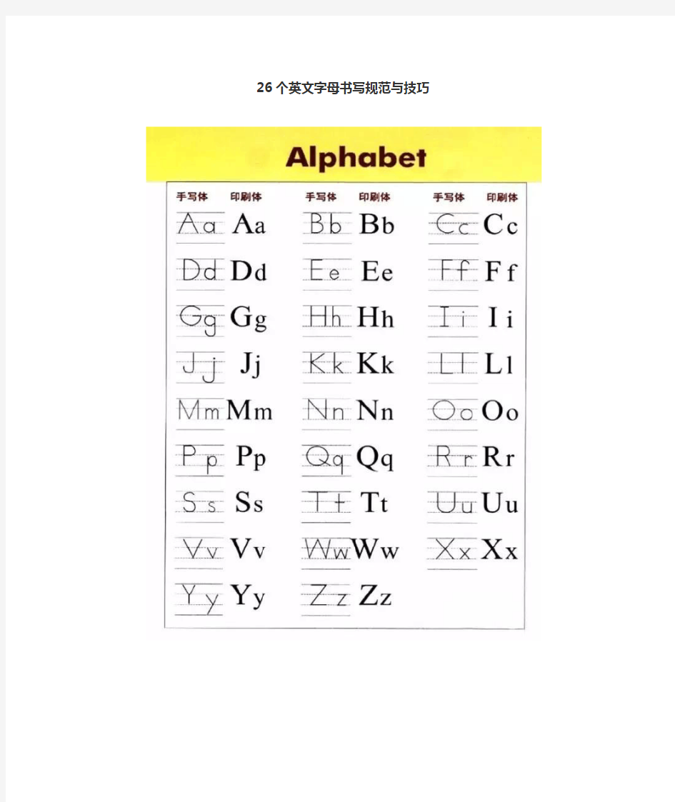26个英文字母书写规范与技巧