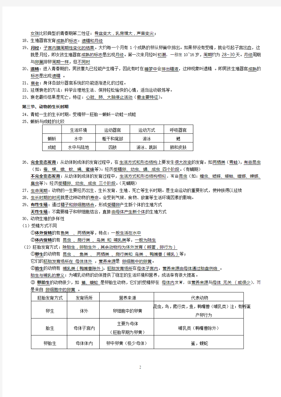 2017年新浙教版七年级下册科学知识点汇总复习整理版