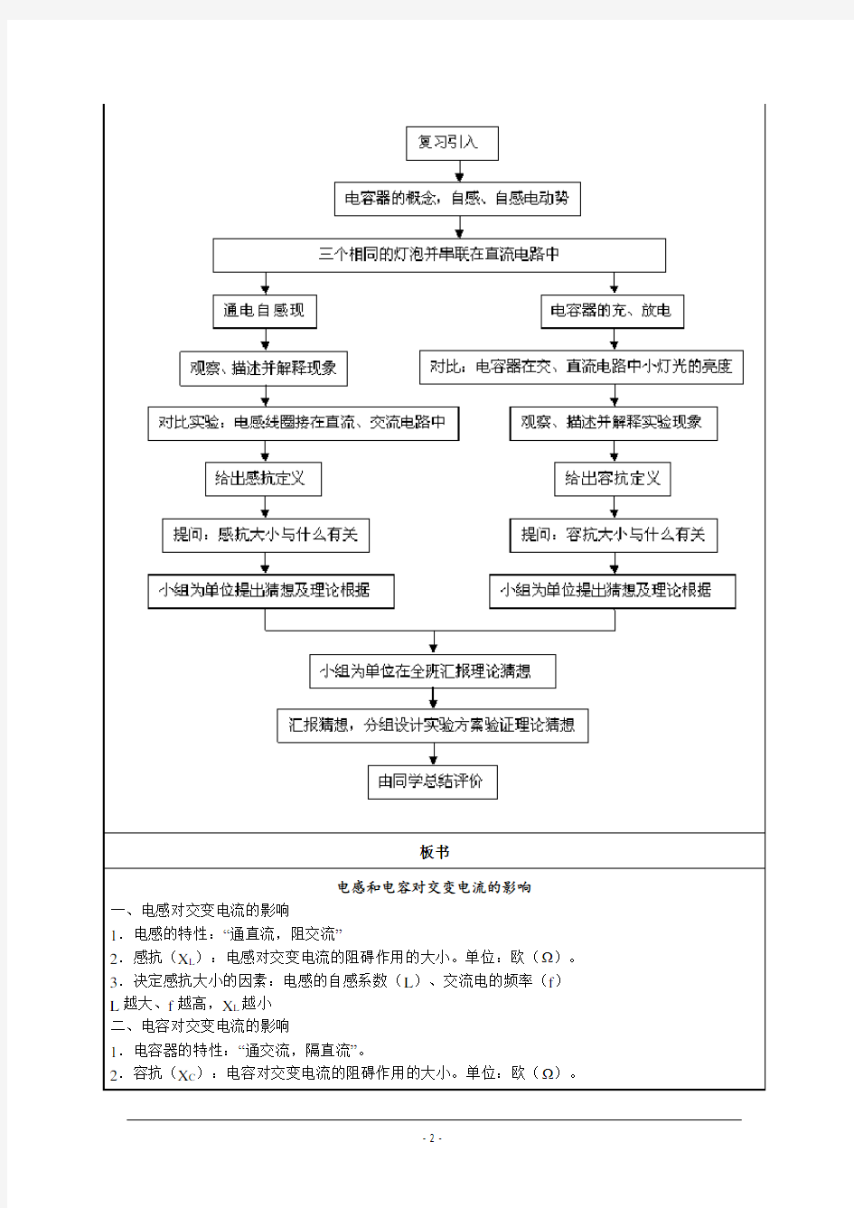 《电感和电容对交变电流的影响》教学设计