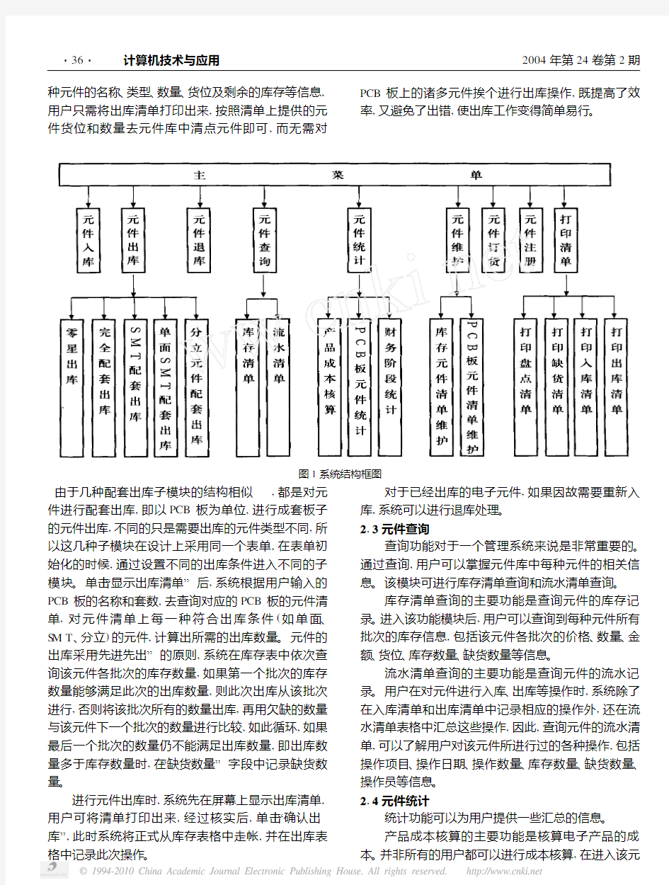 一种实用的电子元件库管理系统