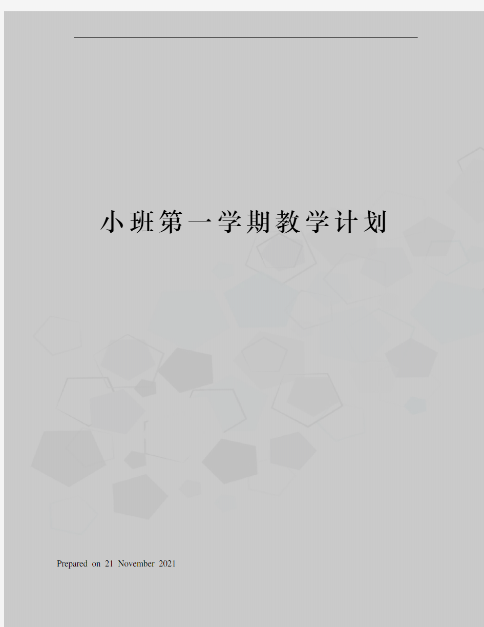 小班第一学期教学计划